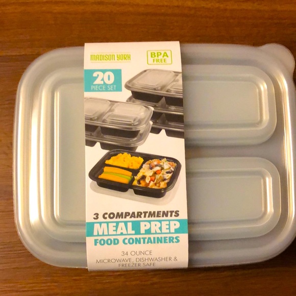 20 Piece 3- Compartment Meal Prep Food Container - Picture 1 of 5